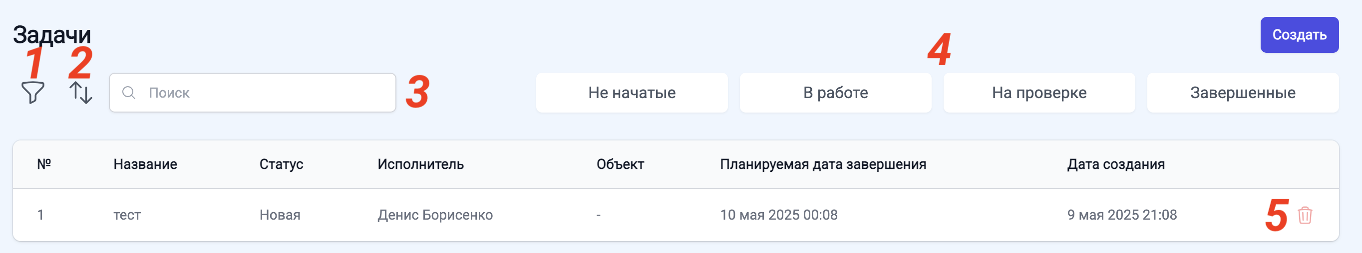 Таблица задач